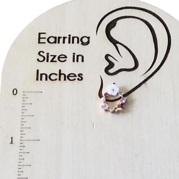 Ramla Rose Gold Crystal Pearl Flower Stud Earrings Dainty Butterfly Design NWOT - Picture 9 of 12